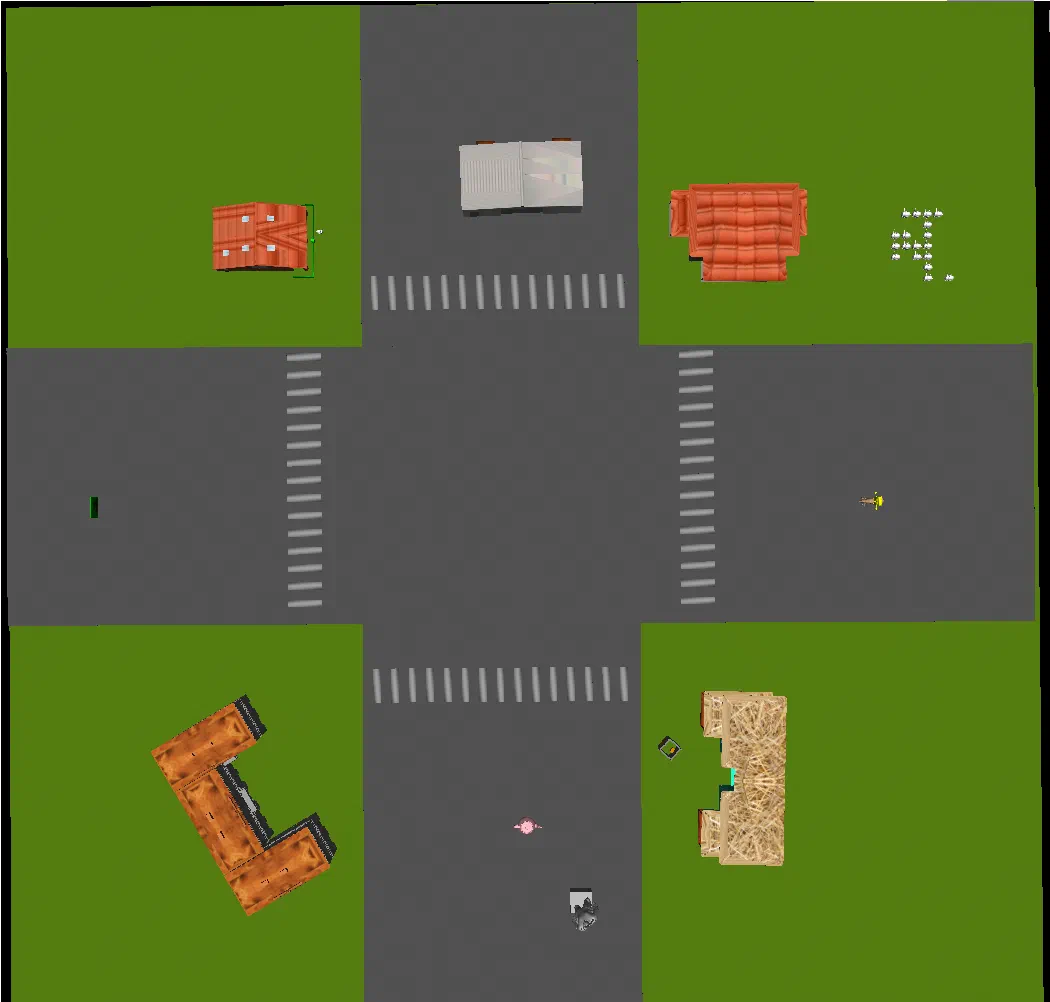 Top view of the city test scene