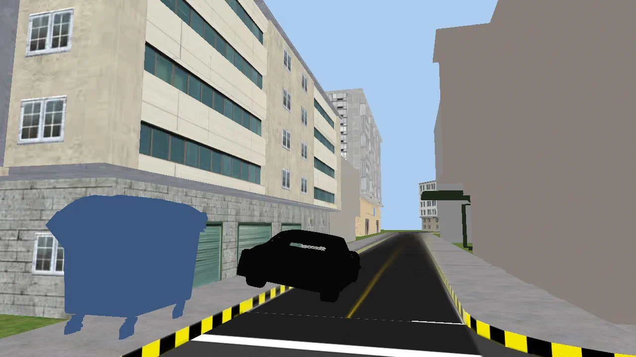 The city scene as streamed with the baseline ABR logic, frame 86 on a 25 Mbps link