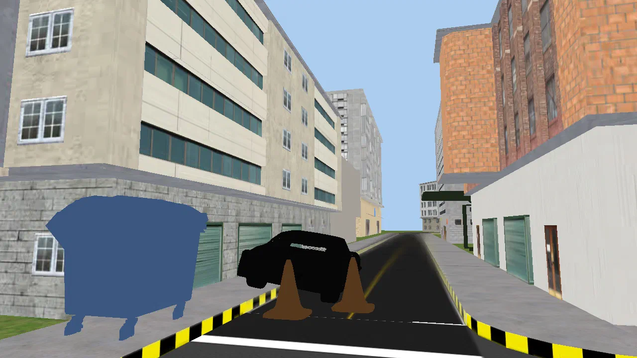 The city scene as streamed with the semantic ABR logic, frame 86 on a 25 Mbps link
